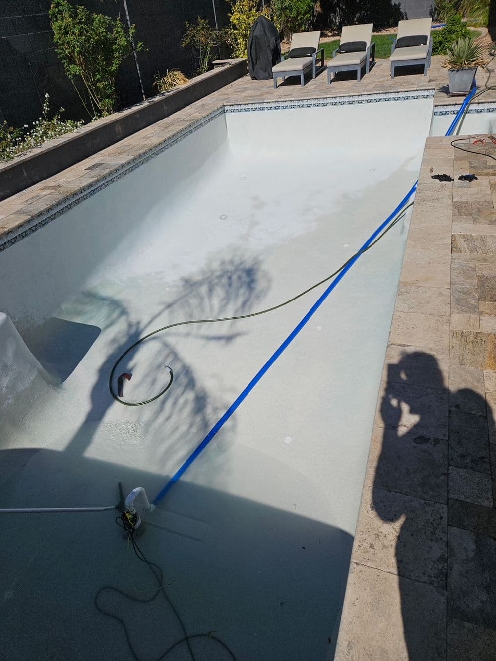 Empty swimming pool after acid wash