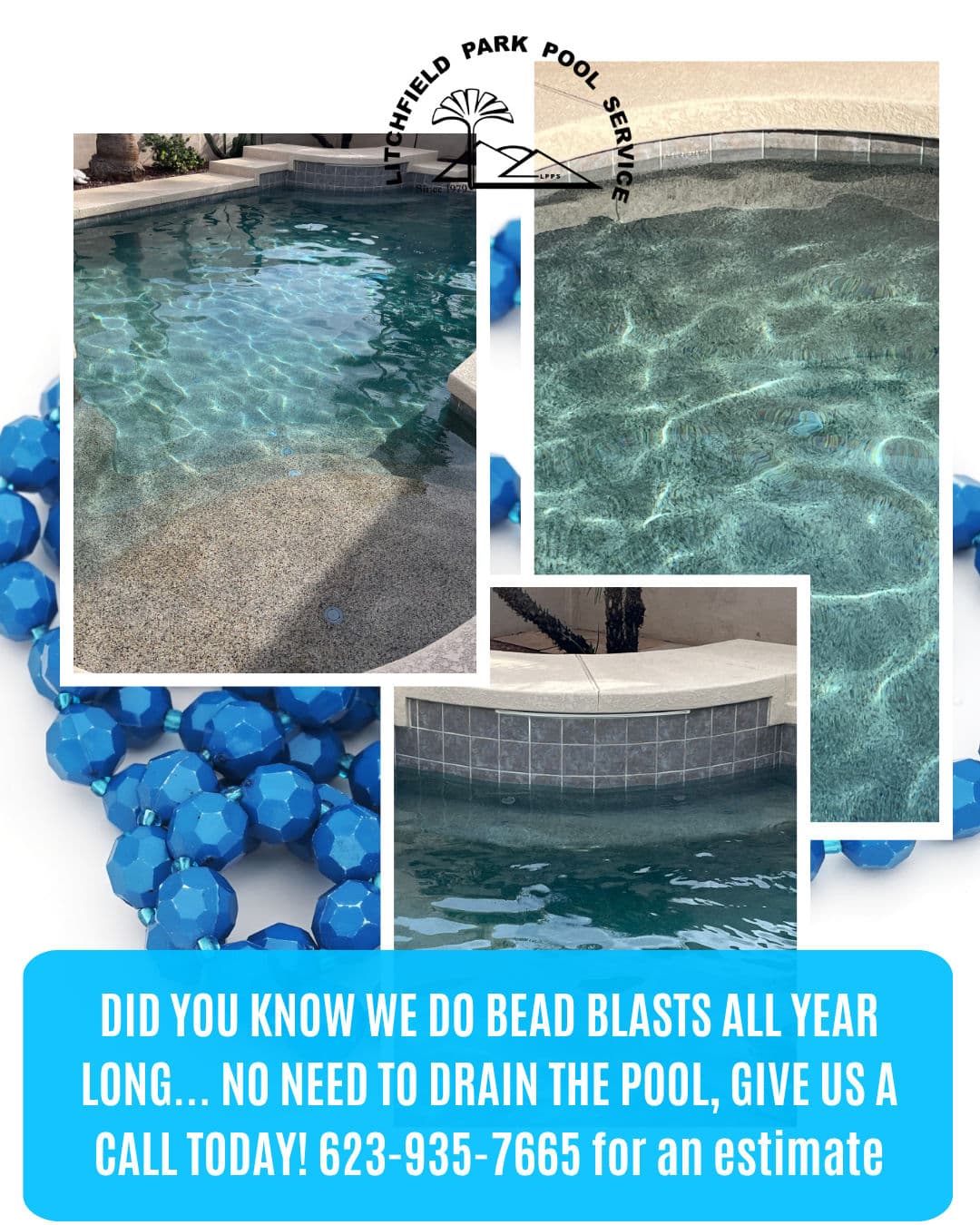 No Drain Needed - Bead Blasting Pool Tile in Litchfield Park image